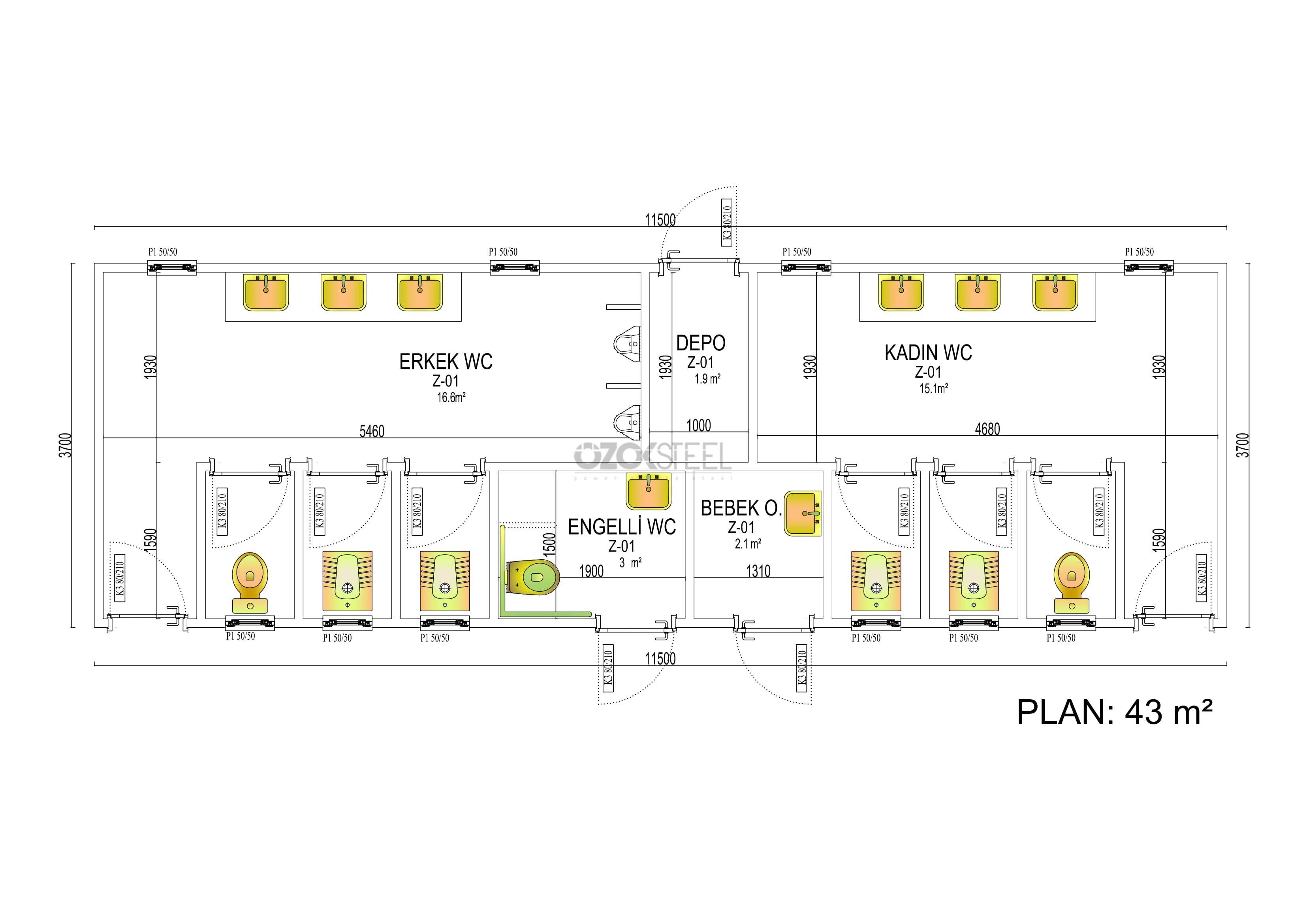 Ankara Metropolitan Municipality Anfa WC Project  Ankara  36 m²