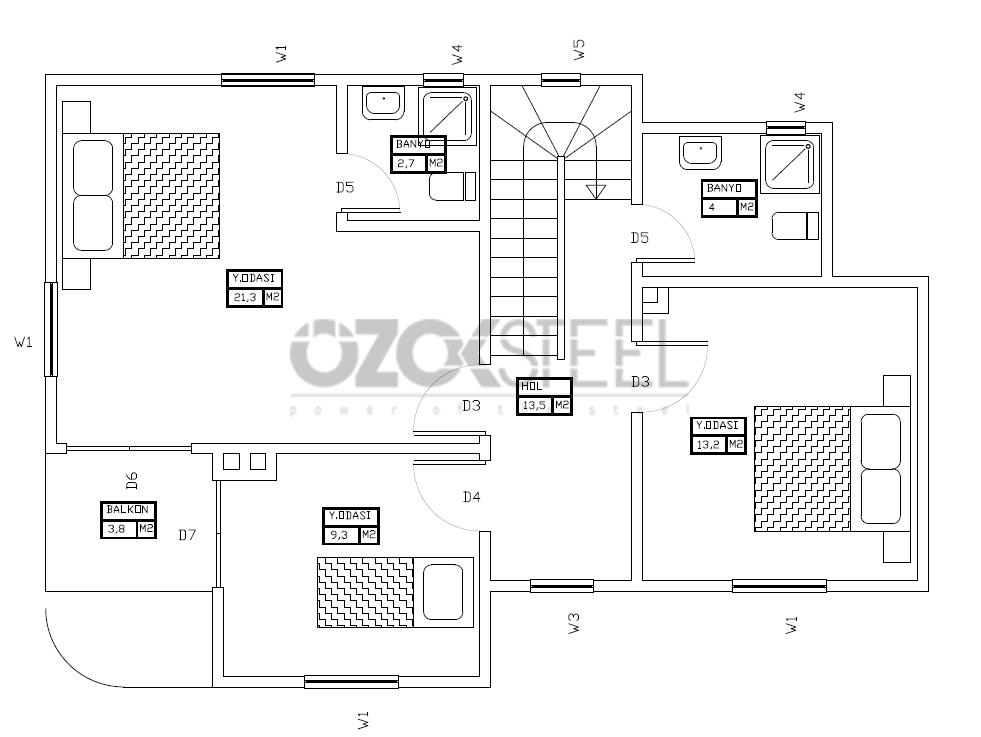 Çamlıca Light Steel Villa  145 m²