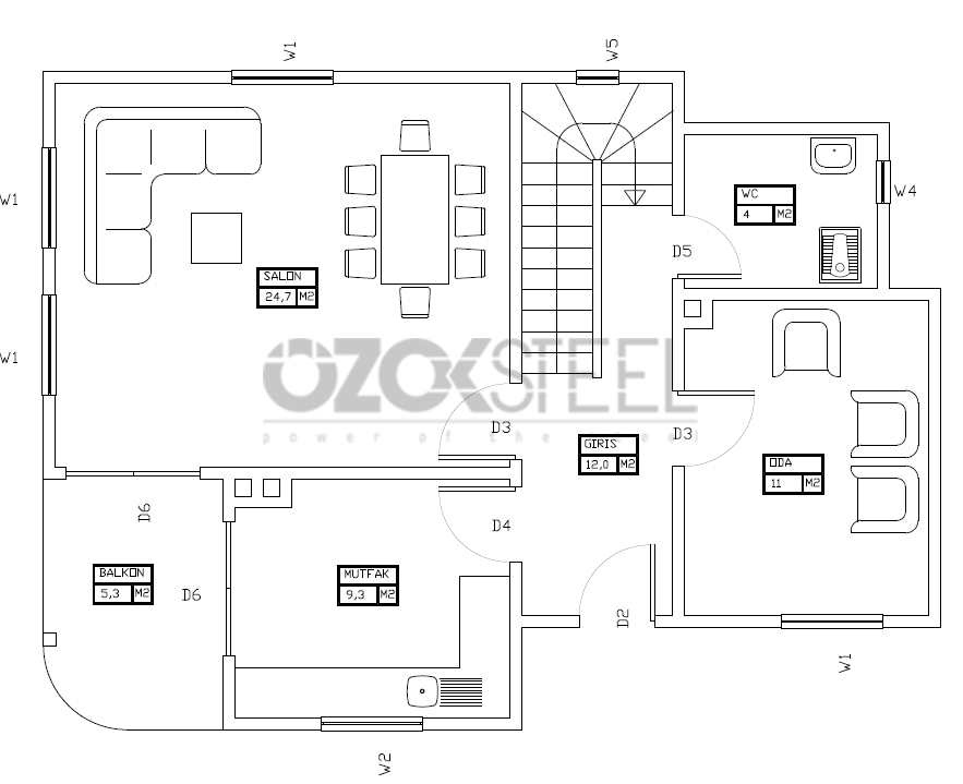 Çamlıca Light Steel Villa  145 m²