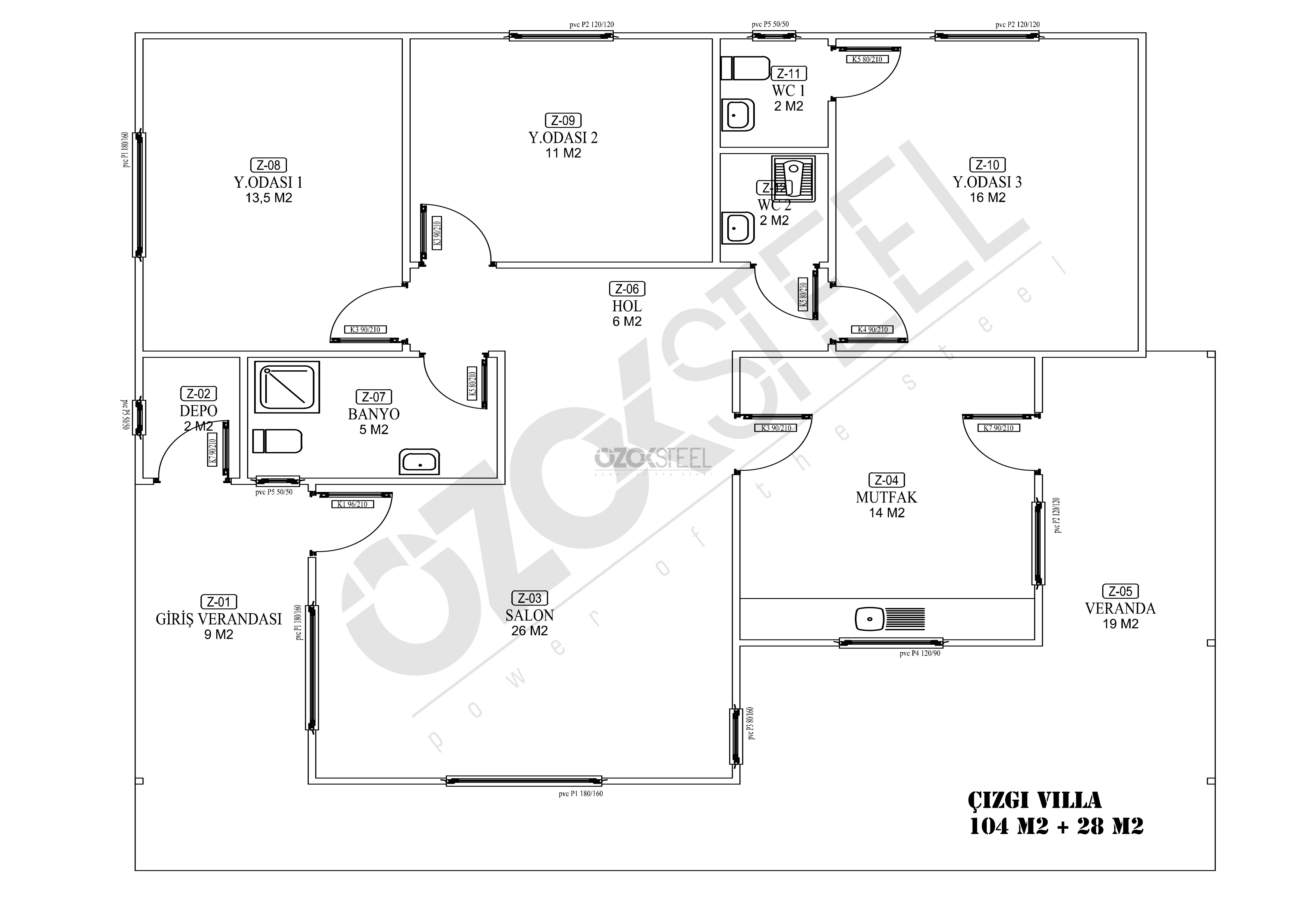 Çizgi Çelik Villa 132 m²