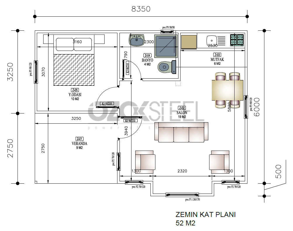 Ezgi Prefabricated 52 m²