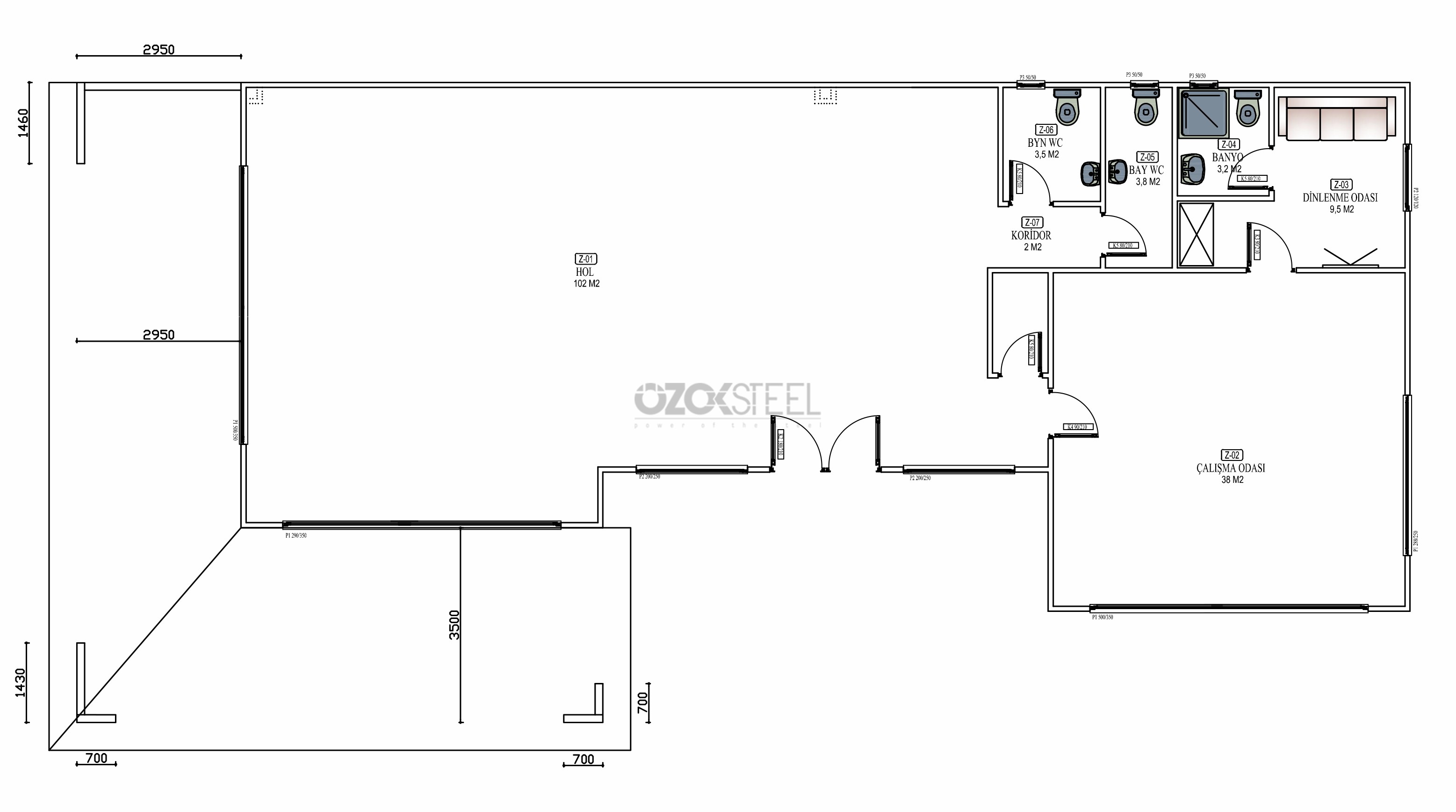 İncek Tarman Hafif Çelik Ofis Binası 150m² 