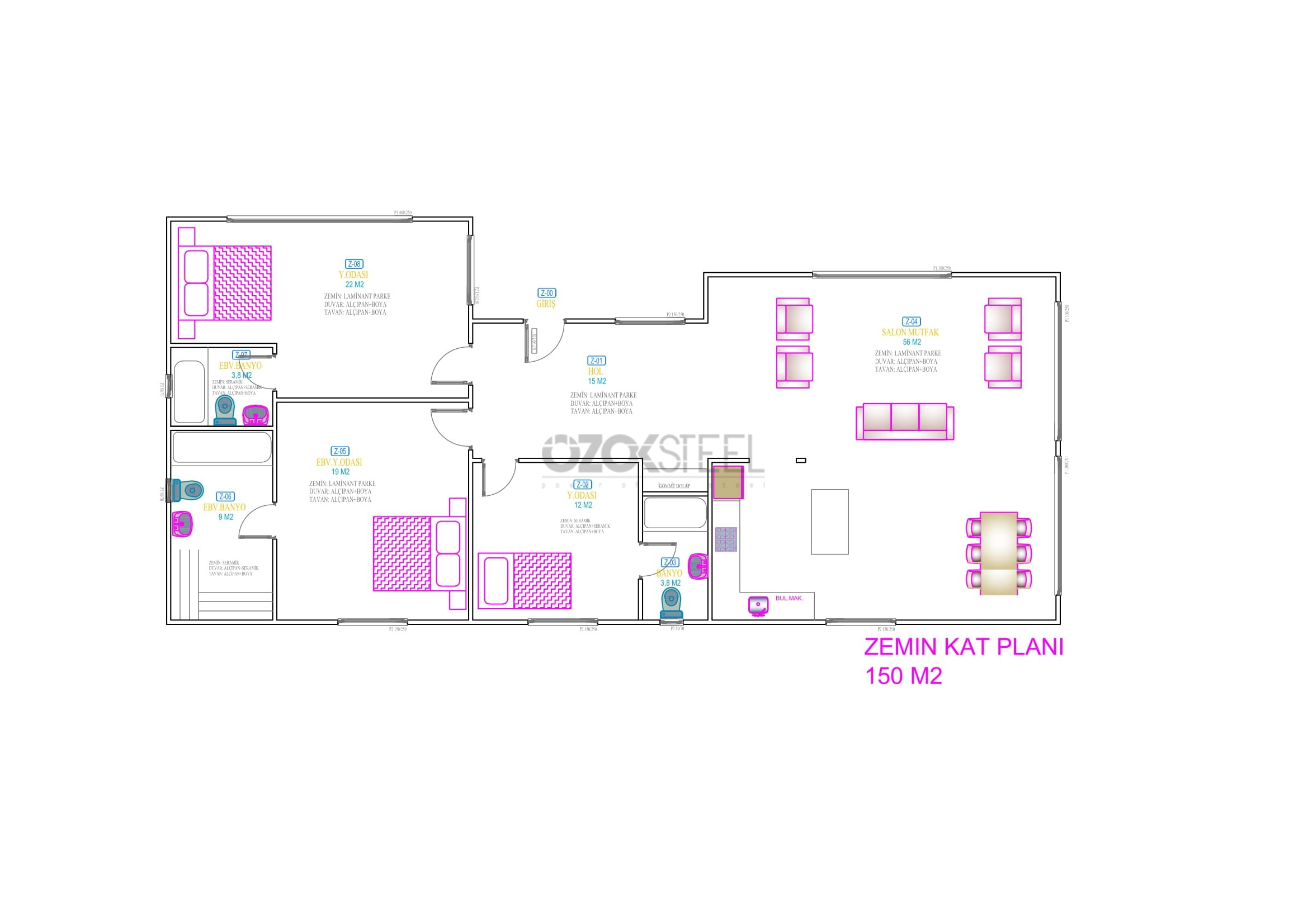 İncek Tarman Hafif Çelik Ofis Binası 150m² 