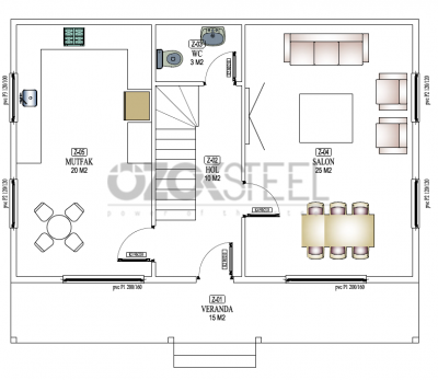 American Dream Leichte Stahlvilla110 m²