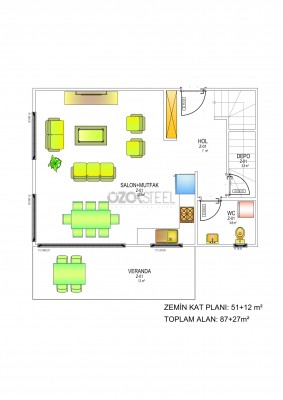 Güray Hafif Çelik Villa  114 m² 