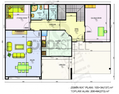 Güre Stahlleichtbauhaus 270 m²