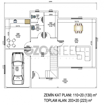 Moderne Stahlvilla 193 m²