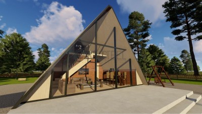 Dreieckiges Haus Leichtes Stahlhaus 55 m²