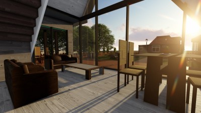 Dreieckiges Haus Leichtes Stahlhaus 105 (ohne Balkon) 93 m² (mit Balkon)