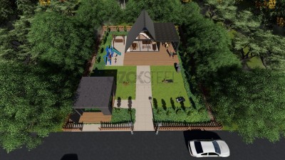 Dreieckiges Haus Leichtes Stahlhaus 105 (ohne Balkon) 93 m² (mit Balkon)