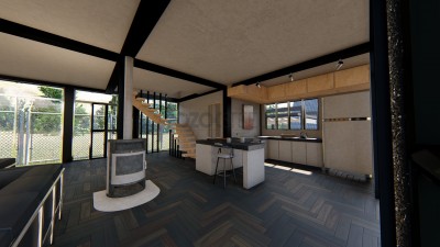 Dreieckiges Haus Leichtes Stahlhaus 105 (ohne Balkon) 93 m² (mit Balkon)