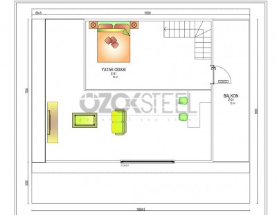 Dreieckiges Haus Leichtes Stahlhaus 105 (ohne Balkon) 93 m² (mit Balkon)