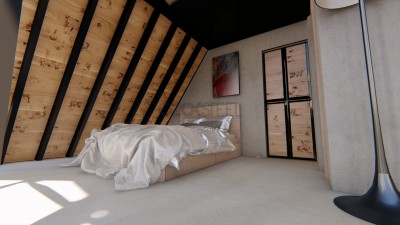 Dreieckiges Haus Leichtes Stahlhaus 105 (ohne Balkon) 93 m² (mit Balkon)