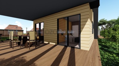 Dreieckiges Haus Leichtes Stahlhaus 105 (ohne Balkon) 93 m² (mit Balkon)