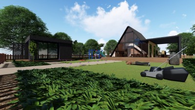 Dreieckiges Haus Leichtes Stahlhaus 105 (ohne Balkon) 93 m² (mit Balkon)