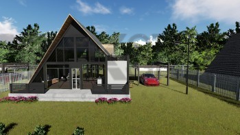 Dreieckiges Haus Leichtes Stahlhaus 105 (ohne Balkon) 93 m² (mit Balkon)